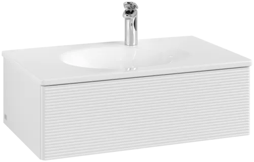 Obrázek VILLEROY BOCH Toaletní skříňka Antao, 1 zásuvka, 788 x 256 x 496 mm, strukturovaná přední strana, lesklý bílý lak #K01100GF
