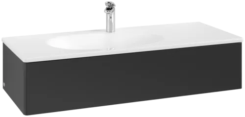 Obrázek VILLEROY BOCH Toaletní skříňka Antao, 1 zásuvka, 1188 x 256 x 493 mm, přední strana bez konstrukce, černý matný lak #K03000PD
