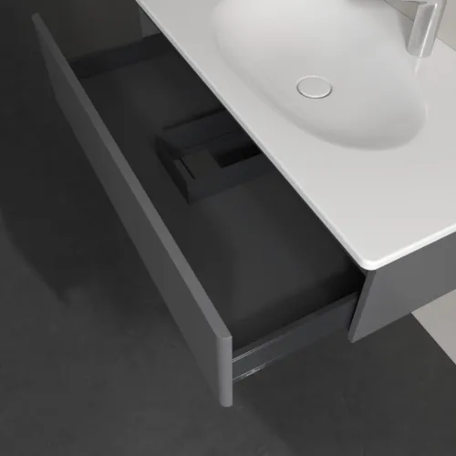 Bild von VILLEROY BOCH Antao Waschbeckenunterschrank, 1 Auszug, 988 x 256 x 493 mm, Front ohne Struktur, Anthracite Matt Lacquer #K02000GK