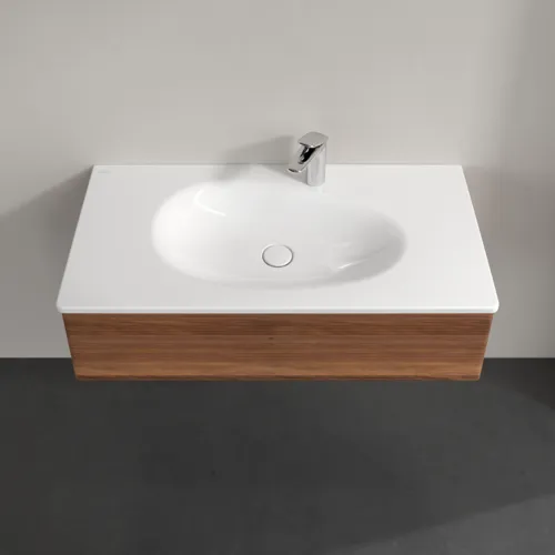 Bild von VILLEROY BOCH Antao Waschbeckenunterschrank, 1 Auszug, 988 x 256 x 493 mm, Front mit Struktur, Warm Walnut #K02100HM