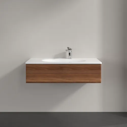 Bild von VILLEROY BOCH Antao Waschbeckenunterschrank, 1 Auszug, 988 x 256 x 493 mm, Front mit Struktur, Warm Walnut #K02100HM