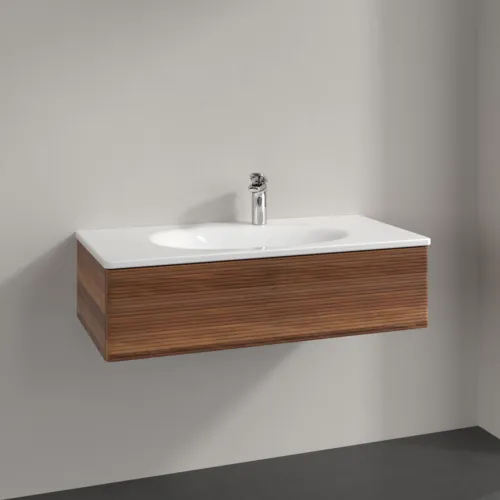 Bild von VILLEROY BOCH Antao Waschbeckenunterschrank, 1 Auszug, 988 x 256 x 493 mm, Front mit Struktur, Warm Walnut #K02100HM