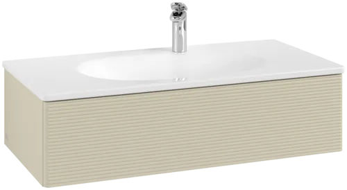 Obrázek VILLEROY BOCH Toaletní skříňka Antao, 1 zásuvka, 988 x 256 x 493 mm, přední strana s konstrukcí, hedvábně šedý matný lak #K02100HJ