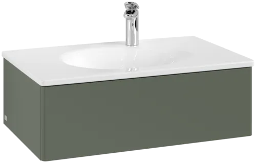 Obrázek VILLEROY BOCH Toaletní skříňka Antao, 1 zásuvka, 788 x 256 x 496 mm, přední strana bez konstrukce, listově zelený matný lak #K01000HL