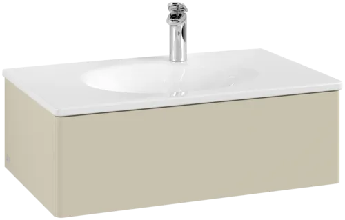 Obrázek VILLEROY BOCH Toaletní skříňka Antao, 1 zásuvka, 788 x 256 x 496 mm, přední strana bez konstrukce, hedvábně šedý matný lak #K01000HJ