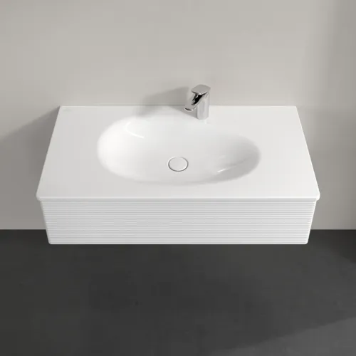Bild von VILLEROY BOCH Antao Waschbeckenunterschrank, 1 Auszug, 988 x 256 x 493 mm, Front mit Struktur, Glossy White Lacquer #K02100GF