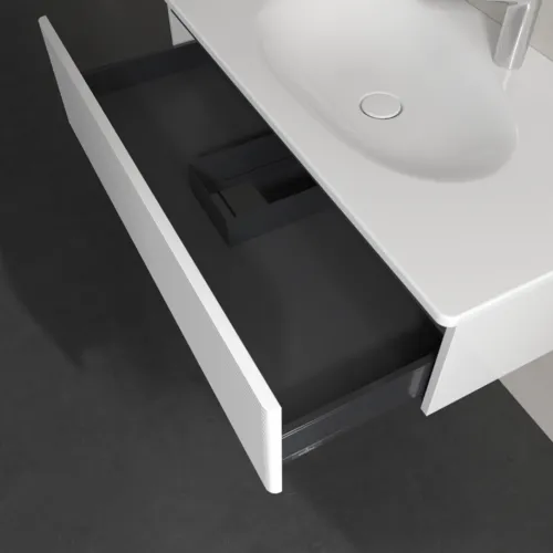 Bild von VILLEROY BOCH Antao Waschbeckenunterschrank, 1 Auszug, 988 x 256 x 493 mm, Front mit Struktur, Glossy White Lacquer #K02100GF