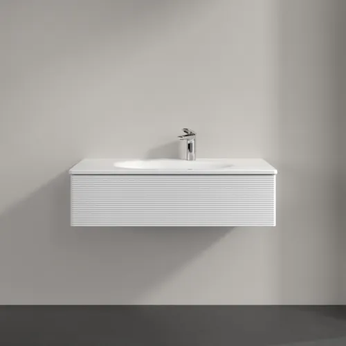 Bild von VILLEROY BOCH Antao Waschbeckenunterschrank, 1 Auszug, 988 x 256 x 493 mm, Front mit Struktur, Glossy White Lacquer #K02100GF