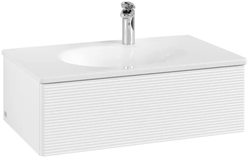 Obrázek VILLEROY BOCH Toaletní skříňka Antao, 1 zásuvka, 788 x 256 x 496 mm, texturovaná přední část, bílý matný lak #K01100MT