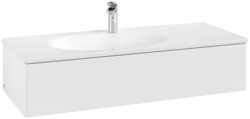 Obrázek VILLEROY BOCH Toaletní skříňka Antao, 1 zásuvka, 1188 x 256 x 493 mm, přední strana bez konstrukce, bílý matný lak #K03000MT
