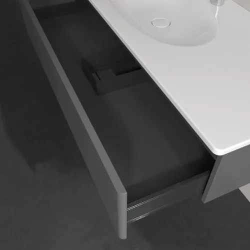 Bild von VILLEROY BOCH Antao Waschbeckenunterschrank, 1 Auszug, 1188 x 256 x 493 mm, Front ohne Struktur, Anthracite Matt Lacquer #K03000GK