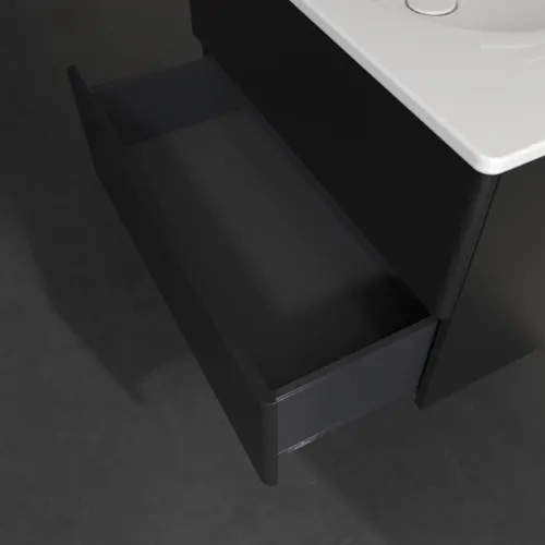 Bild von VILLEROY BOCH Antao Waschbeckenunterschrank, 2 Auszüge, 788 x 504 x 496 mm, Front ohne Struktur, Black Matt Lacquer #K04000PD