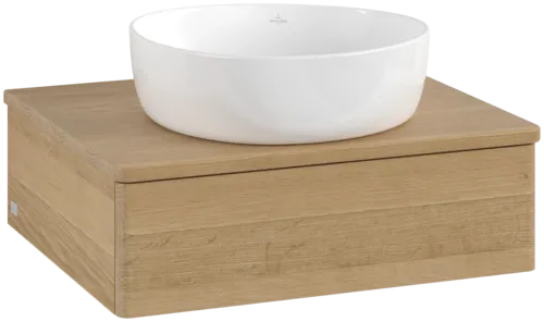 Obrázek VILLEROY BOCH Toaletní stolek Antao, 1 zásuvka, 600 x 190 x 500 mm, přední strana bez konstrukce, medový dub / medový dub #K07011HN