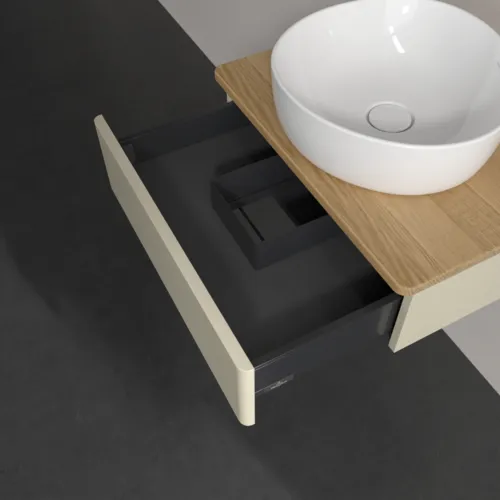 Bild von VILLEROY BOCH Antao Waschbeckenunterschrank, 1 Auszug, 600 x 190 x 500 mm, Front ohne Struktur, Silk Grey Matt Lacquer / Honey Oak #K07011HJ