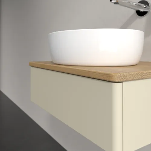 Bild von VILLEROY BOCH Antao Waschbeckenunterschrank, 1 Auszug, 600 x 190 x 500 mm, Front ohne Struktur, Silk Grey Matt Lacquer / Honey Oak #K07011HJ