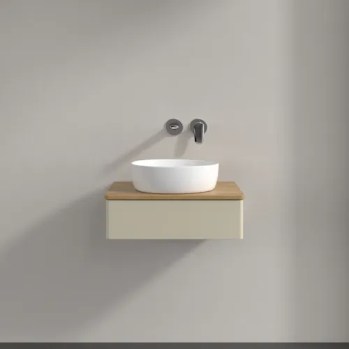 Bild von VILLEROY BOCH Antao Waschbeckenunterschrank, 1 Auszug, 600 x 190 x 500 mm, Front ohne Struktur, Silk Grey Matt Lacquer / Honey Oak #K07011HJ