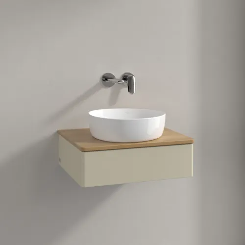 Bild von VILLEROY BOCH Antao Waschbeckenunterschrank, 1 Auszug, 600 x 190 x 500 mm, Front ohne Struktur, Silk Grey Matt Lacquer / Honey Oak #K07011HJ