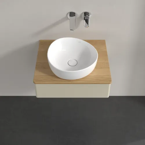 Bild von VILLEROY BOCH Antao Waschbeckenunterschrank, 1 Auszug, 600 x 190 x 500 mm, Front ohne Struktur, Silk Grey Matt Lacquer / Honey Oak #K07011HJ