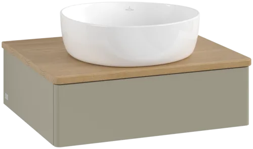 Picture of VILLEROY BOCH Antao Vanity unit, 1 pull-out compartment, 600 x 190 x 500 mm, Front without structure, Stone Grey Matt Lacquer / Honey Oak #K07011HK