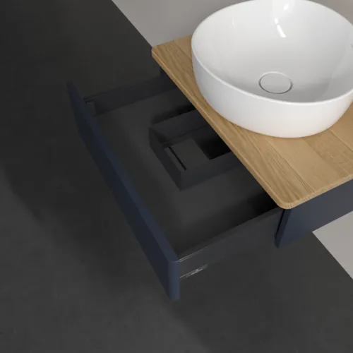 Bild von VILLEROY BOCH Antao Waschbeckenunterschrank, 1 Auszug, 600 x 190 x 500 mm, Front ohne Struktur, Midnight Blue Matt Lacquer / Honey Oak #K07011HG