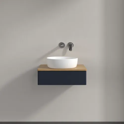 Bild von VILLEROY BOCH Antao Waschbeckenunterschrank, 1 Auszug, 600 x 190 x 500 mm, Front ohne Struktur, Midnight Blue Matt Lacquer / Honey Oak #K07011HG