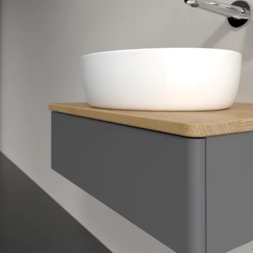 Bild von VILLEROY BOCH Antao Waschbeckenunterschrank, 1 Auszug, 600 x 190 x 500 mm, Front ohne Struktur, Anthracite Matt Lacquer / Honey Oak #K07011GK