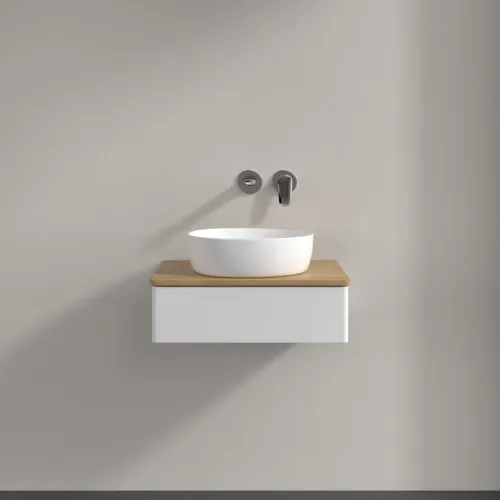 Bild von VILLEROY BOCH Antao Waschbeckenunterschrank, 1 Auszug, 600 x 190 x 500 mm, Front ohne Struktur, Glossy White Lacquer / Honey Oak #K07011GF