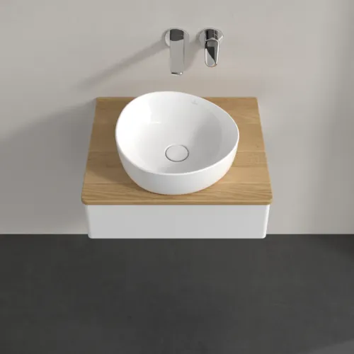 Bild von VILLEROY BOCH Antao Waschbeckenunterschrank, 1 Auszug, 600 x 190 x 500 mm, Front ohne Struktur, Glossy White Lacquer / Honey Oak #K07011GF