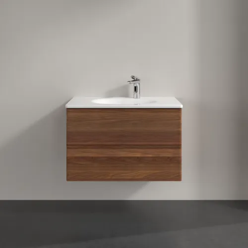 Bild von VILLEROY BOCH Antao Waschbeckenunterschrank, 2 Auszüge, 788 x 504 x 496 mm, Front mit Struktur, Warm Walnut #K04100HM