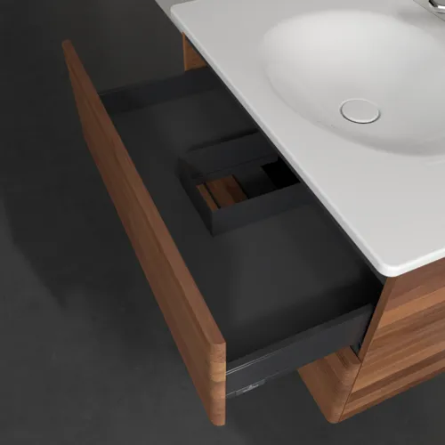 Bild von VILLEROY BOCH Antao Waschbeckenunterschrank, 2 Auszüge, 788 x 504 x 496 mm, Front mit Struktur, Warm Walnut #K04100HM