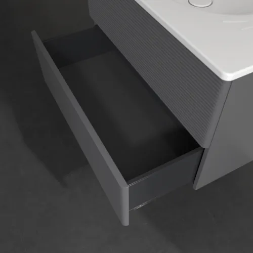 Bild von VILLEROY BOCH Antao Waschbeckenunterschrank, 2 Auszüge, 788 x 504 x 496 mm, Front mit Struktur, Anthracite Matt Lacquer #K04100GK