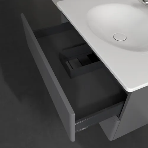 Bild von VILLEROY BOCH Antao Waschbeckenunterschrank, 2 Auszüge, 788 x 504 x 496 mm, Front mit Struktur, Anthracite Matt Lacquer #K04100GK