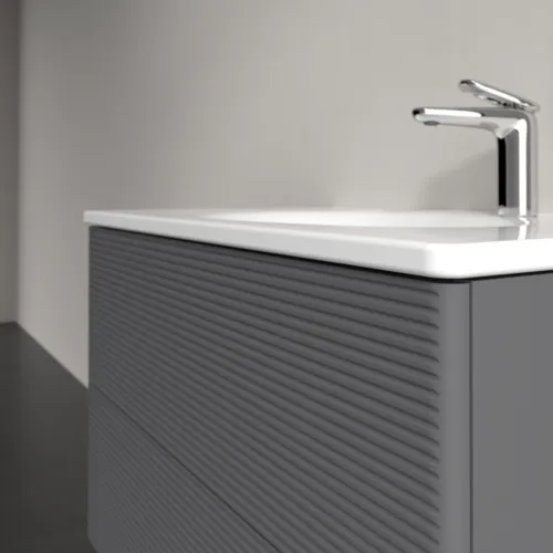 Bild von VILLEROY BOCH Antao Waschbeckenunterschrank, 2 Auszüge, 788 x 504 x 496 mm, Front mit Struktur, Anthracite Matt Lacquer #K04100GK