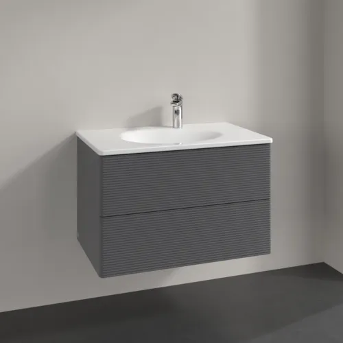 Bild von VILLEROY BOCH Antao Waschbeckenunterschrank, 2 Auszüge, 788 x 504 x 496 mm, Front mit Struktur, Anthracite Matt Lacquer #K04100GK