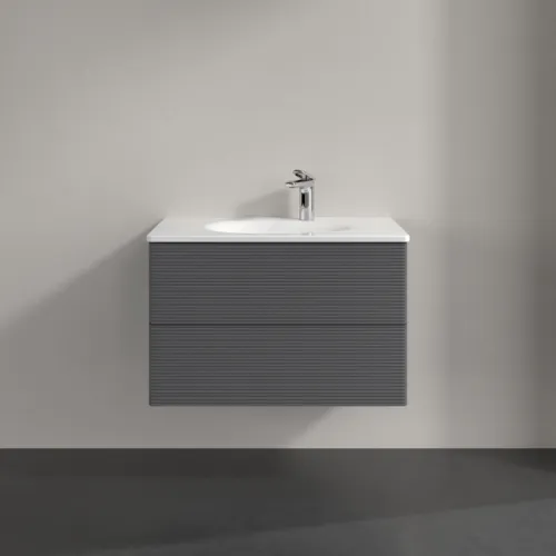 Bild von VILLEROY BOCH Antao Waschbeckenunterschrank, 2 Auszüge, 788 x 504 x 496 mm, Front mit Struktur, Anthracite Matt Lacquer #K04100GK