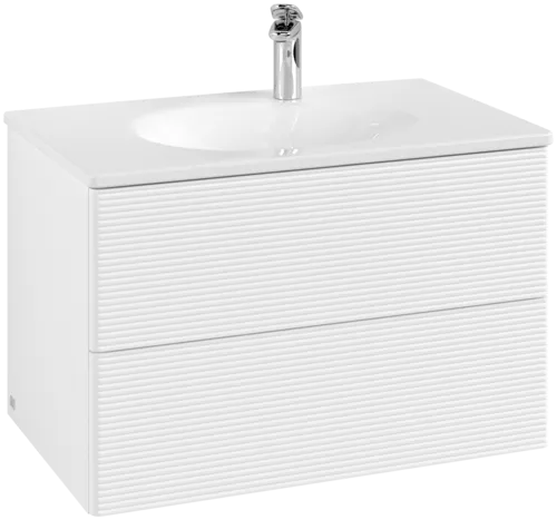 Obrázek VILLEROY BOCH Toaletní skříňka Antao, 2 výsuvy, 788 x 504 x 496 mm, texturovaná přední část, bílý matný lak #K04100MT
