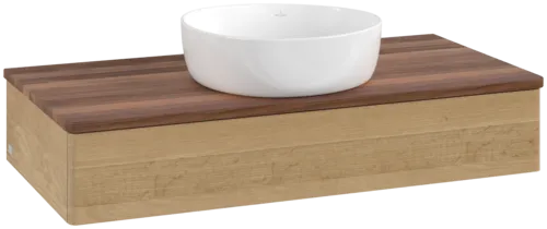 Obrázek VILLEROY BOCH Toaletní skříňka Antao, 1 zásuvka, 1000 x 190 x 500 mm, přední strana bez konstrukce, dub medový / ořech teplý #K09012HN