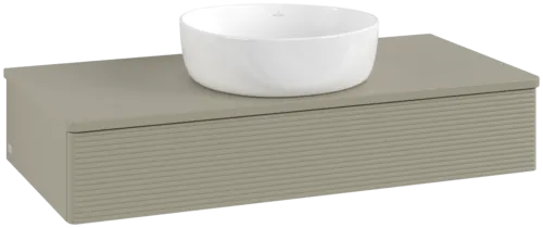 Obrázek VILLEROY BOCH Toaletní skříňka Antao, 1 zásuvka, 1000 x 190 x 500 mm, texturovaná přední část, Stone Grey Matt Lacquer / Stone Grey Matt Lacquer #K09110HK