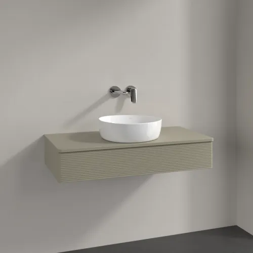 Bild von VILLEROY BOCH Antao Waschbeckenunterschrank, 1 Auszug, 1000 x 190 x 500 mm, Front mit Struktur, Stone Grey Matt Lacquer / Stone Grey Matt Lacquer #K09110HK