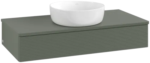 Obrázek VILLEROY BOCH Toaletní skříňka Antao, 1 zásuvka, 1000 x 190 x 500 mm, texturovaná přední část, listově zelený matný lak / listově zelený matný lak #K09110HL