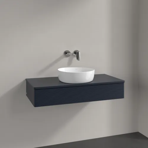 Bild von VILLEROY BOCH Antao Waschbeckenunterschrank, 1 Auszug, 1000 x 190 x 500 mm, Front mit Struktur, Midnight Blue Matt Lacquer / Midnight Blue Matt Lacquer #K09110HG