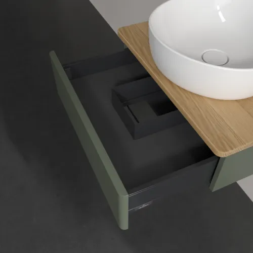 Bild von VILLEROY BOCH Antao Waschbeckenunterschrank, 1 Auszug, 600 x 190 x 500 mm, Front ohne Struktur, Leaf Green Matt Lacquer / Honey Oak #K07051HL