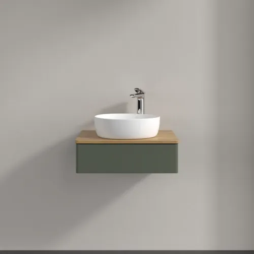 Bild von VILLEROY BOCH Antao Waschbeckenunterschrank, 1 Auszug, 600 x 190 x 500 mm, Front ohne Struktur, Leaf Green Matt Lacquer / Honey Oak #K07051HL