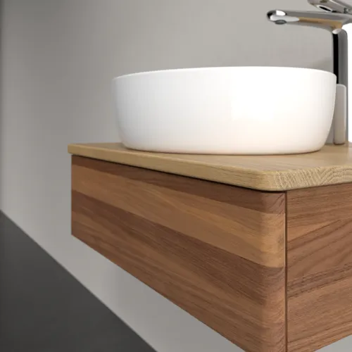 Bild von VILLEROY BOCH Antao Waschbeckenunterschrank, 1 Auszug, 600 x 190 x 500 mm, Front ohne Struktur, Warm Walnut / Honey Oak #K07051HM