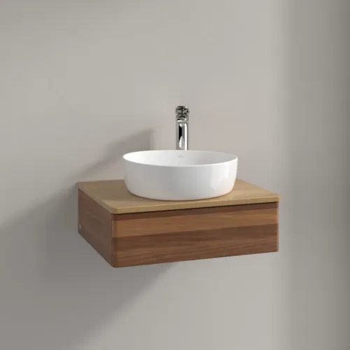 Bild von VILLEROY BOCH Antao Waschbeckenunterschrank, 1 Auszug, 600 x 190 x 500 mm, Front ohne Struktur, Warm Walnut / Honey Oak #K07051HM