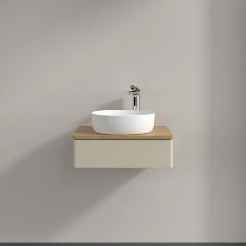 Bild von VILLEROY BOCH Antao Waschbeckenunterschrank, 1 Auszug, 600 x 190 x 500 mm, Front ohne Struktur, Silk Grey Matt Lacquer / Honey Oak #K07051HJ