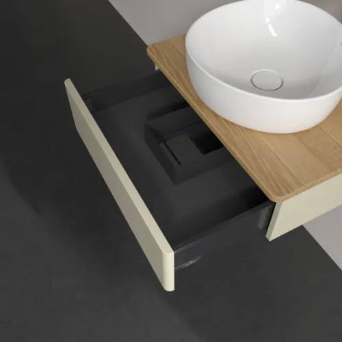 Bild von VILLEROY BOCH Antao Waschbeckenunterschrank, 1 Auszug, 600 x 190 x 500 mm, Front ohne Struktur, Silk Grey Matt Lacquer / Honey Oak #K07051HJ