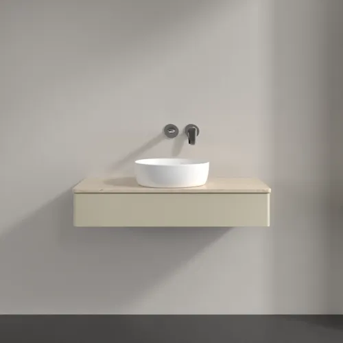 Bild von VILLEROY BOCH Antao Waschbeckenunterschrank, 1 Auszug, 1000 x 190 x 500 mm, Front ohne Struktur, Silk Grey Matt Lacquer / Botticino #K09013HJ