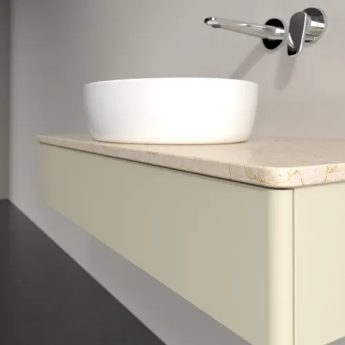 Bild von VILLEROY BOCH Antao Waschbeckenunterschrank, 1 Auszug, 1000 x 190 x 500 mm, Front ohne Struktur, Silk Grey Matt Lacquer / Botticino #K09013HJ
