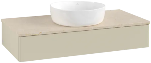 Obrázek VILLEROY BOCH Toaletní skříňka Antao, 1 zásuvka, 1000 x 190 x 500 mm, přední strana bez konstrukce, Silk Grey Matt Lacquer / Botticino #K09013HJ